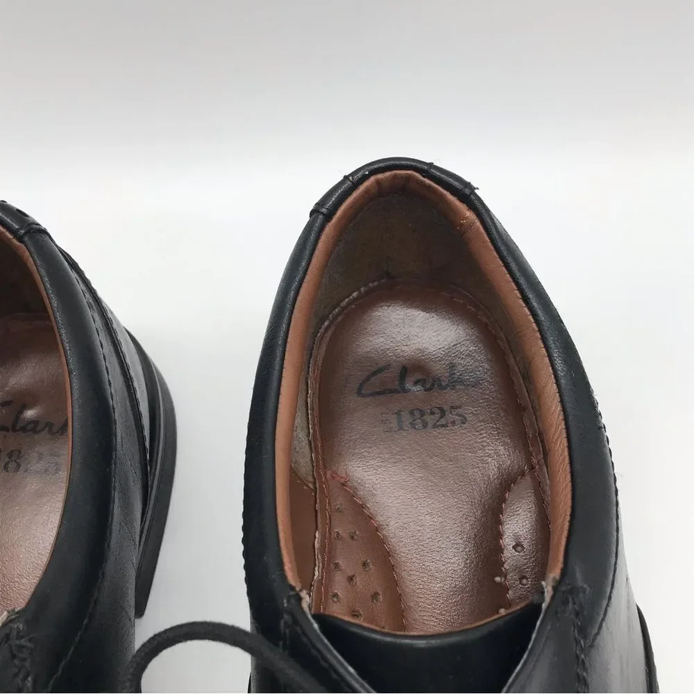 Clarks 1825 Leather Men's Black Dress Shoes Lace Up Sz 10 Derby
